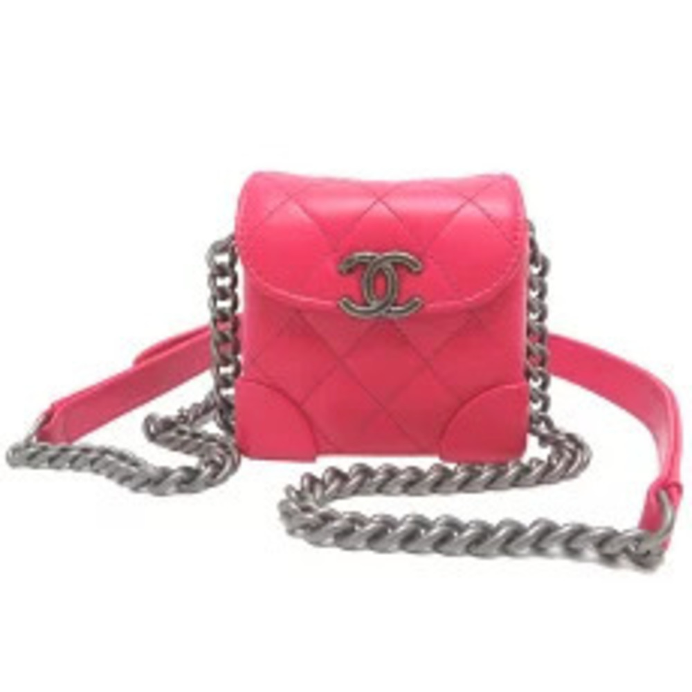 Chanel Pink Lambskin Trunk-Like Quilted Crossbody Bag